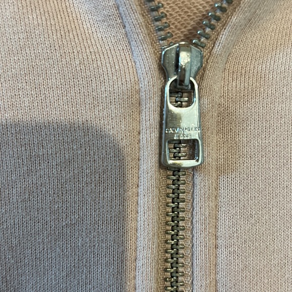 CALVIN KLEIN NUDE PINK ZIPPER HOODIE WITH CANGAROO POCKETS - Picture 5 of 11